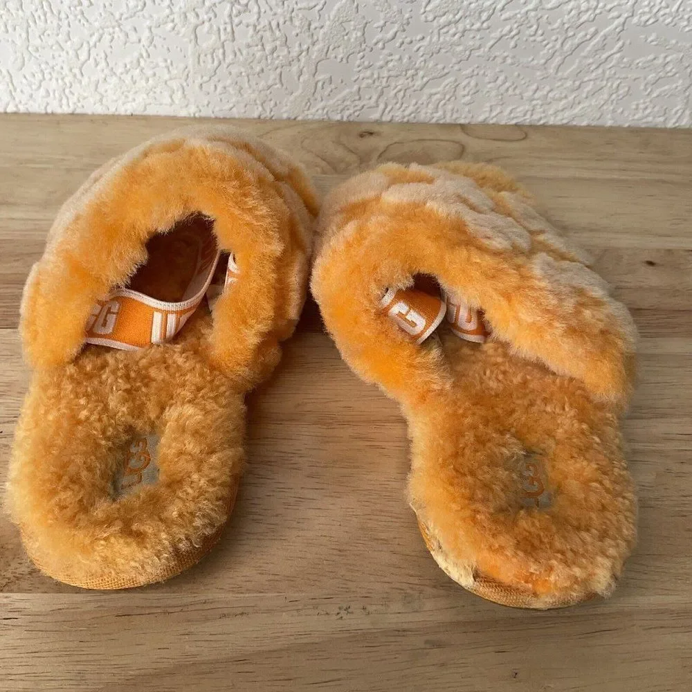 Ugg Orange California Poppy Fluff Yeah Fur Slides Slippers Kids Girlsn12 Vietnam